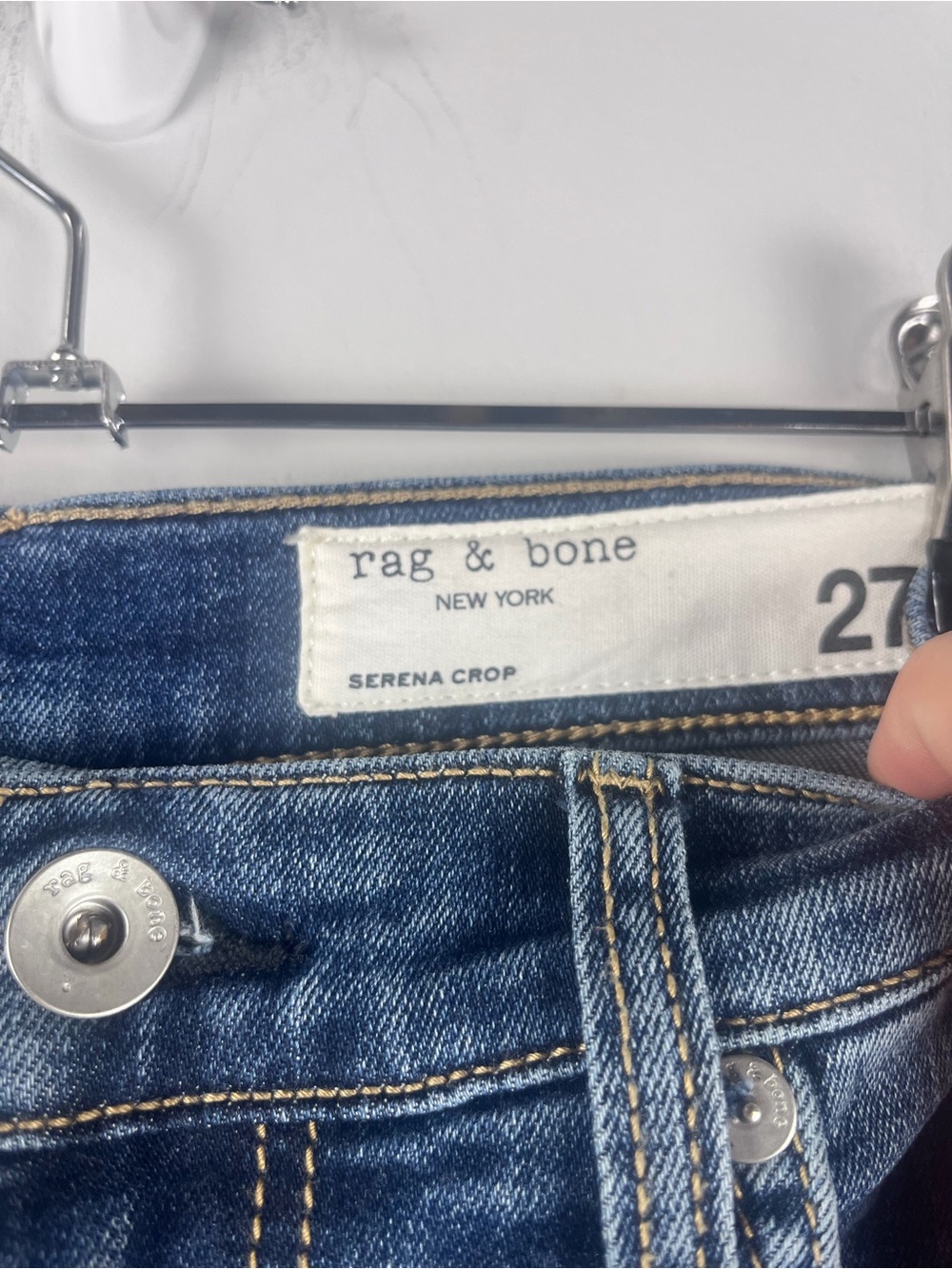rag & bone Serena Crop blue wide leg high rise denim pants jeans women’s 27 - Picture 2 of 8
